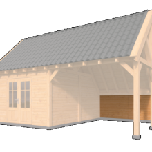 Wandmodule Type F, achterwand kapschuur- zweeds rabat Red Class Wood 300 x 140 cm