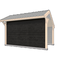 Wandmodule Type E Zweeds rabat zwart gespoten vuren 400 x 224 cm