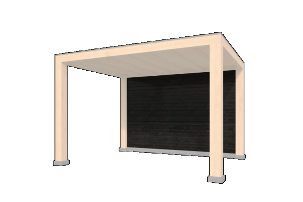 Wandmodule Type D Zweeds rabat zwart gespoten vuren 350 x 224 cm