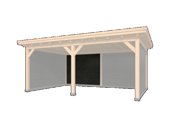 Wandmodule Type C Zweeds rabat zwart gespoten vuren 300 x 224 cm