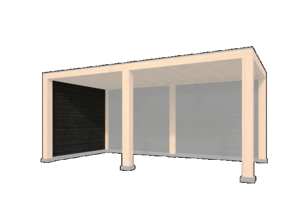 Wandmodule Type C Zweeds rabat zwart gespoten vuren 300 x 224 cm