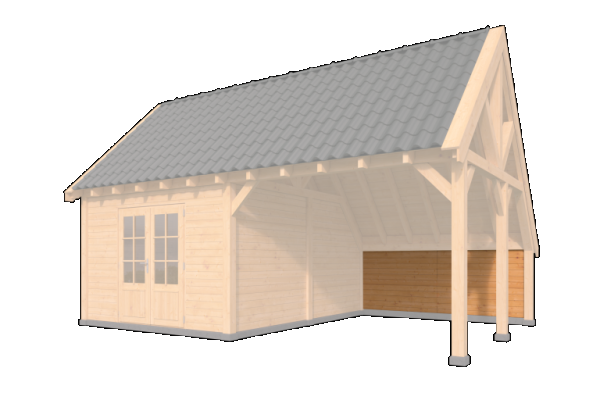 Wandmodule Type F, achterwand kapschuur- zweeds rabat Red Class Wood 300 x 140 cm