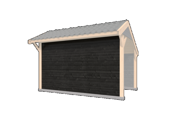 Wandmodule Type E Zweeds rabat zwart gespoten vuren 400 x 224 cm