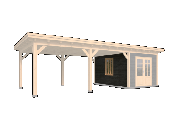 Wandmodule Type E Zweeds rabat zwart gespoten vuren 400 x 224 cm