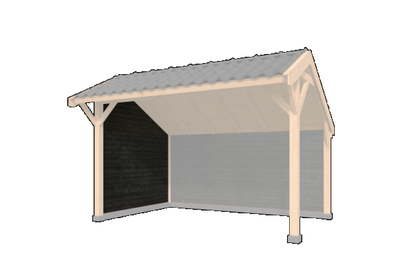Wandmodule Type B Zweeds rabat zwart gespoten vuren 250 x 224 cm