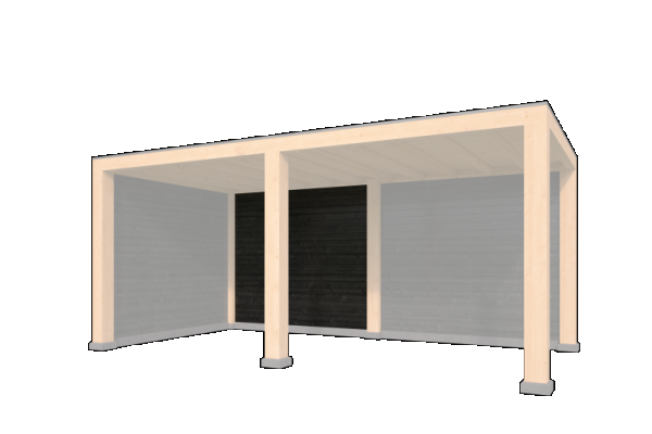 Wandmodule Type B Zweeds rabat zwart gespoten vuren 250 x 224 cm